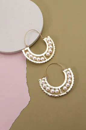 Be The Goddess Pearl Beaded U Hoop Earrings