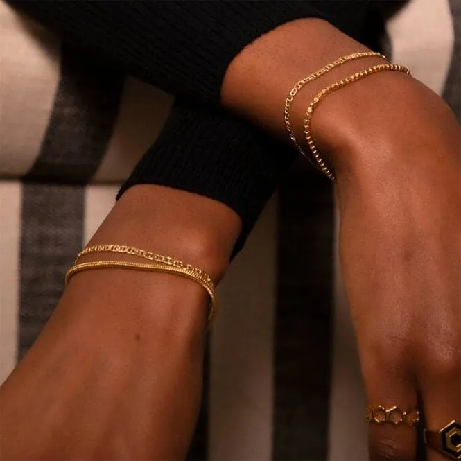 Beaded Chain 18ct Gold Plated Bracelet RBR02_GP