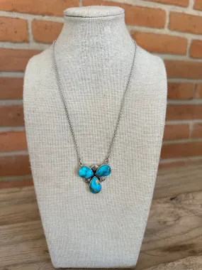 Beautiful Handmade Sterling Silver & 3 Stone Sonoran Mountain Turquoise Necklace