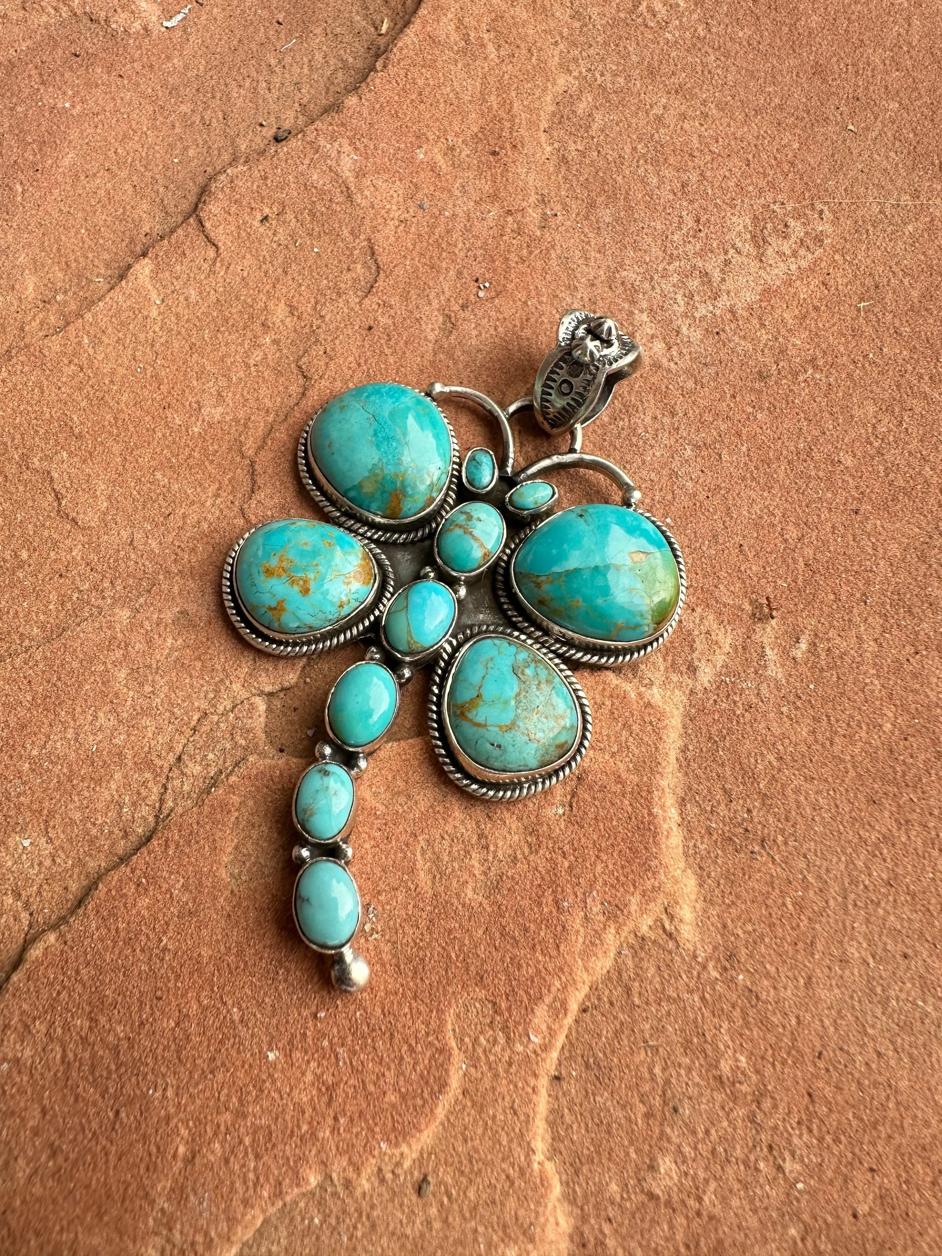 Beautiful Handmade Sterling Silver & Turquoise Butterfly Pendant