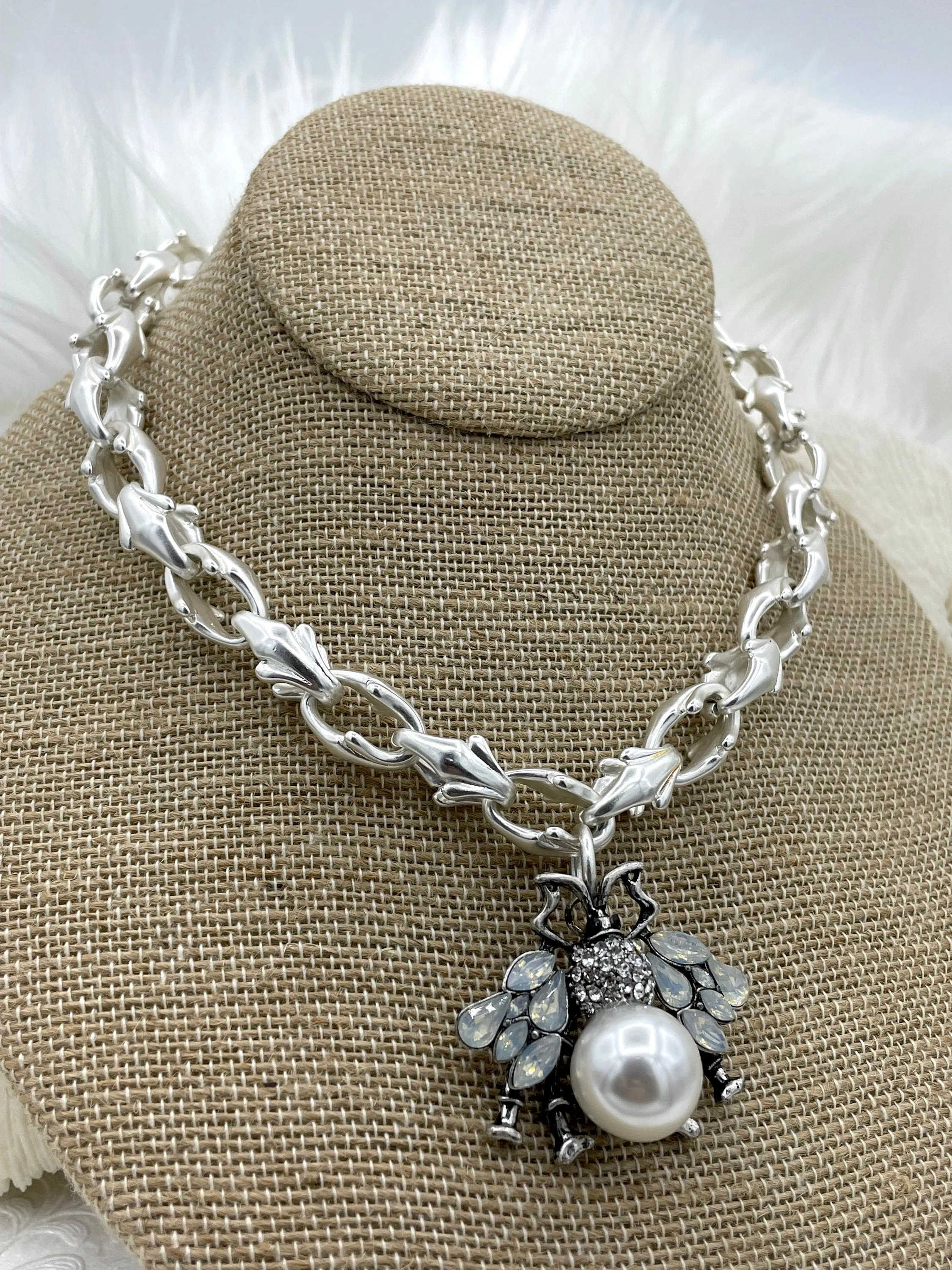 Bee Pearl Charm Pendant CZ Micro Pave, French Bee Charm, CZ and Pearl Bee, Bee Charm, Pearl CZ Bee Pendant, 3 Finishes Fast Ship