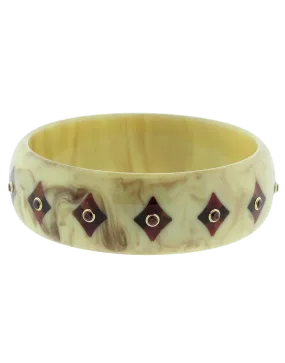 Beige Brown And Red Bakelite Bangle