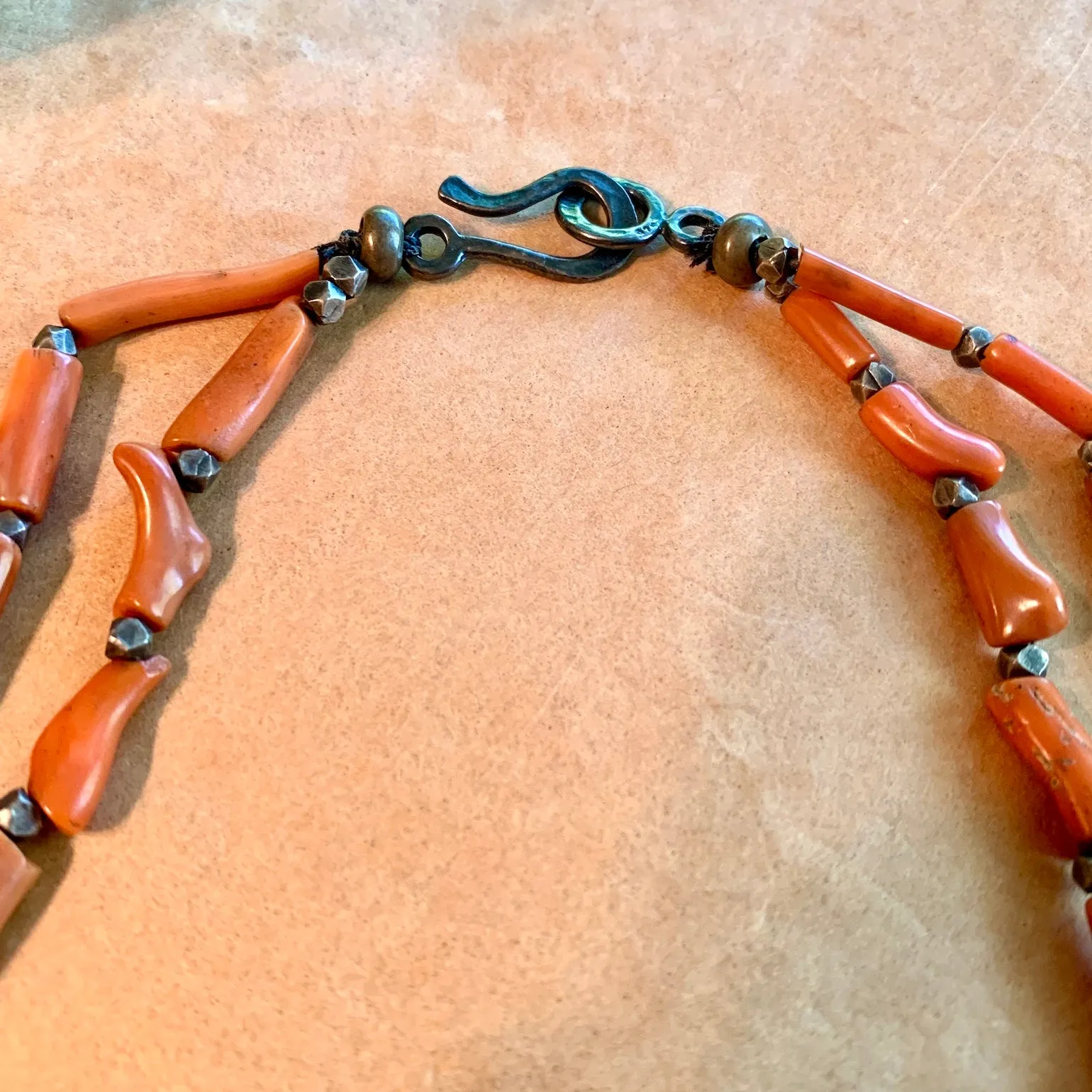Berber Coral Necklace with Silver Pendant