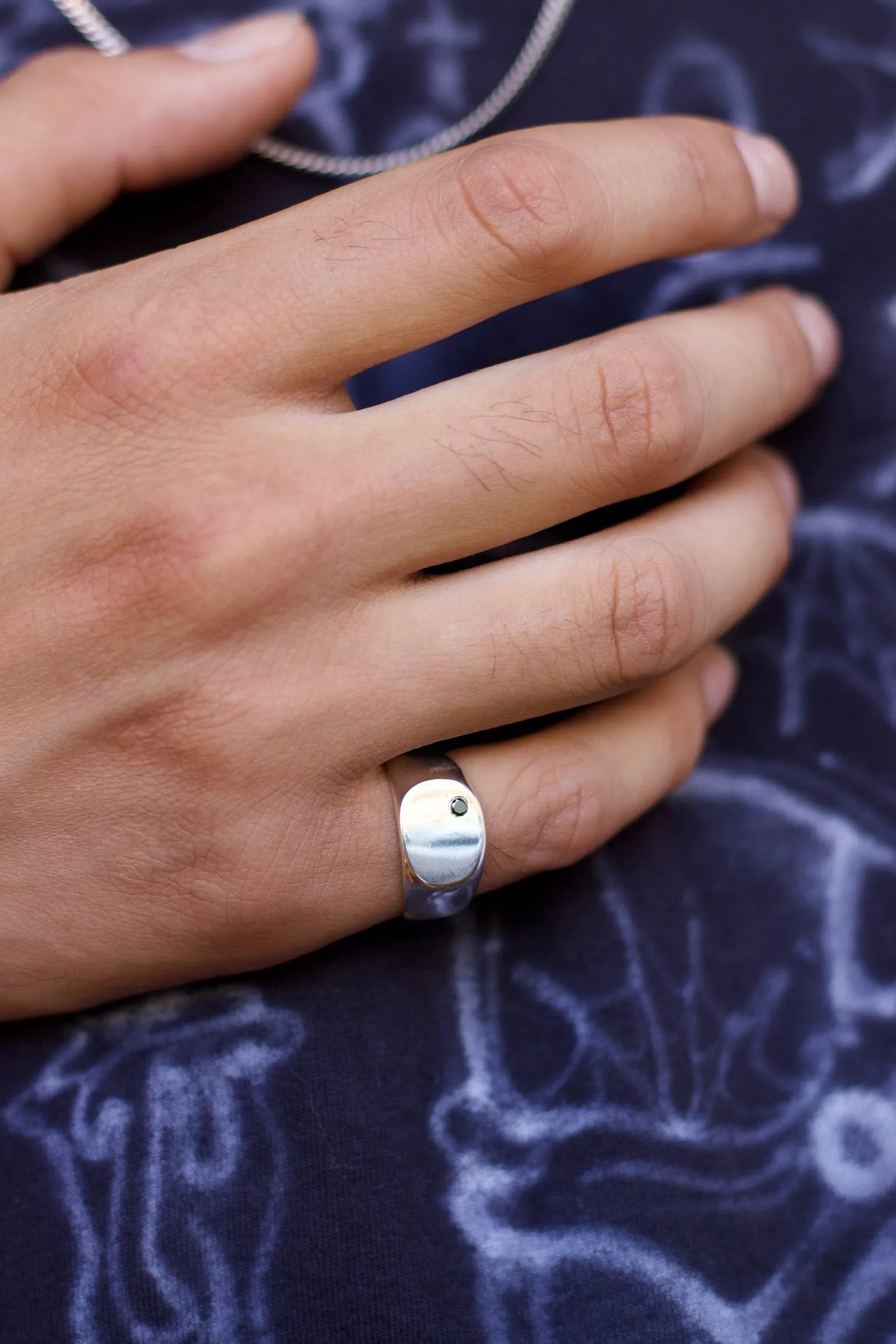 Black Diamond Seal Signet Ring