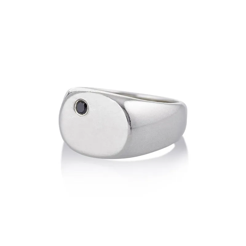Black Diamond Seal Signet Ring
