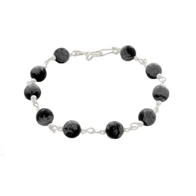 Black Howlite & Sterling Silver Chain Bracelet