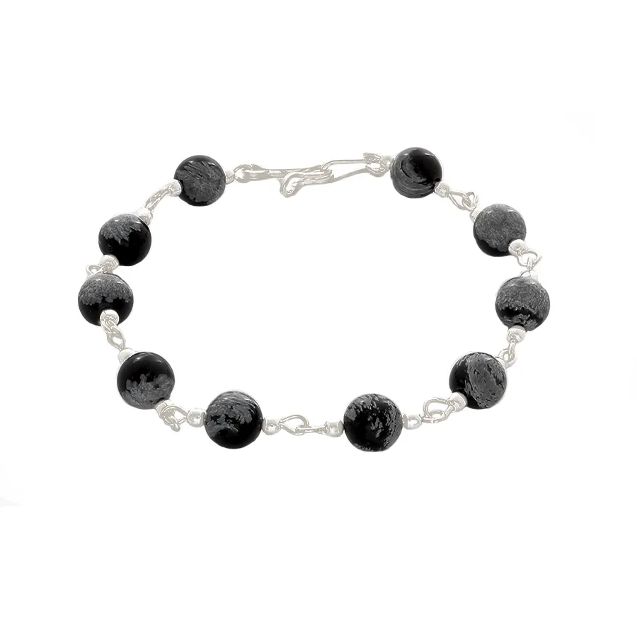 Black Howlite & Sterling Silver Chain Bracelet