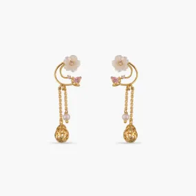 Blossom Veil Delicate Dangles Silver Drop Earrings