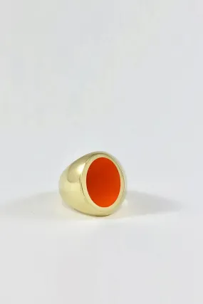 Brass Carnelian Signet Ring - Oval