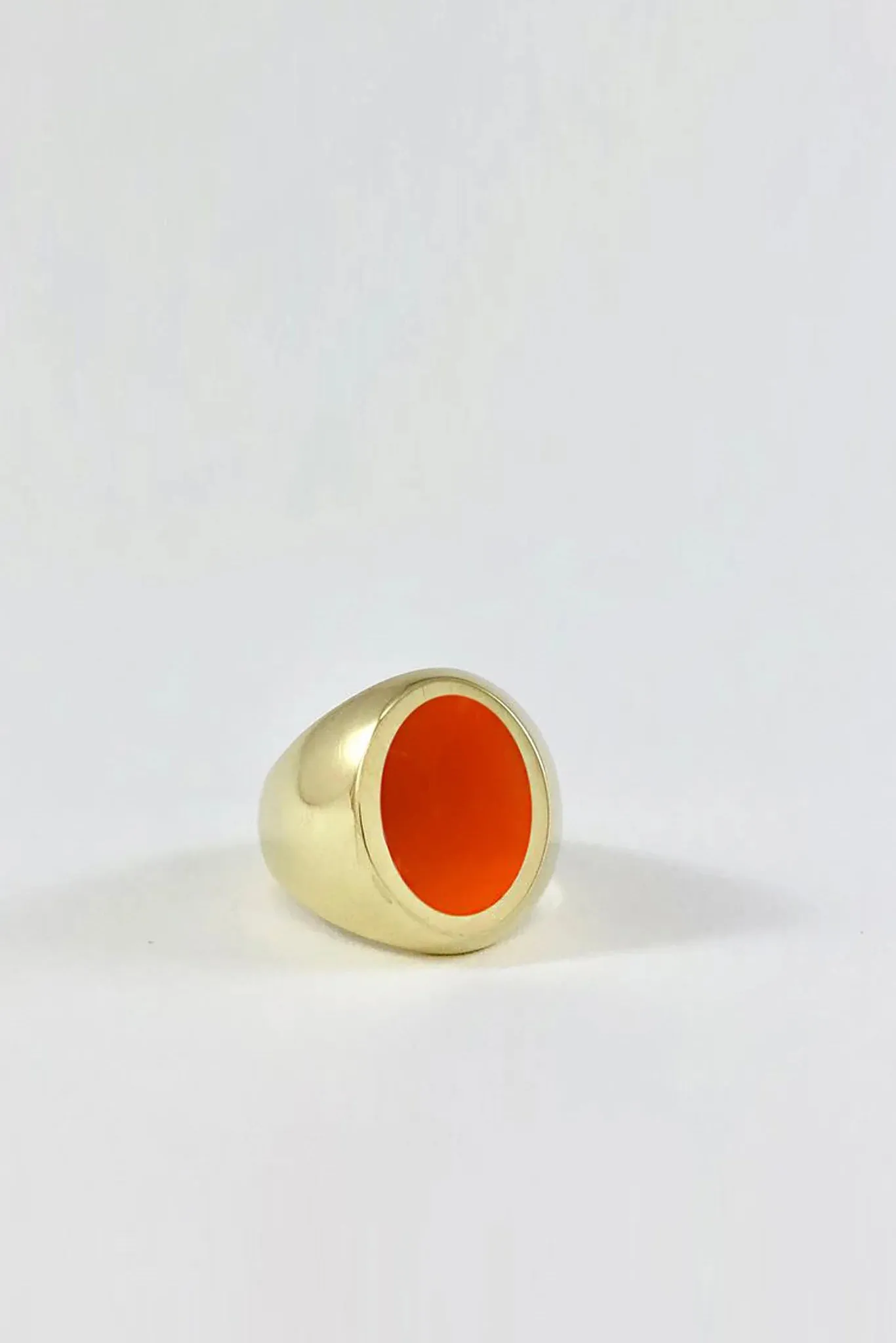 Brass Carnelian Signet Ring - Oval