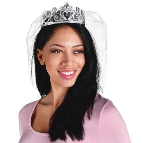 Bridal Shower Silver Veiled Tiara, Luxurious Shower Collection