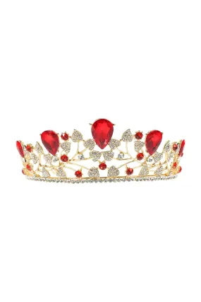 Bronze Red Crystal Leaf Tiara
