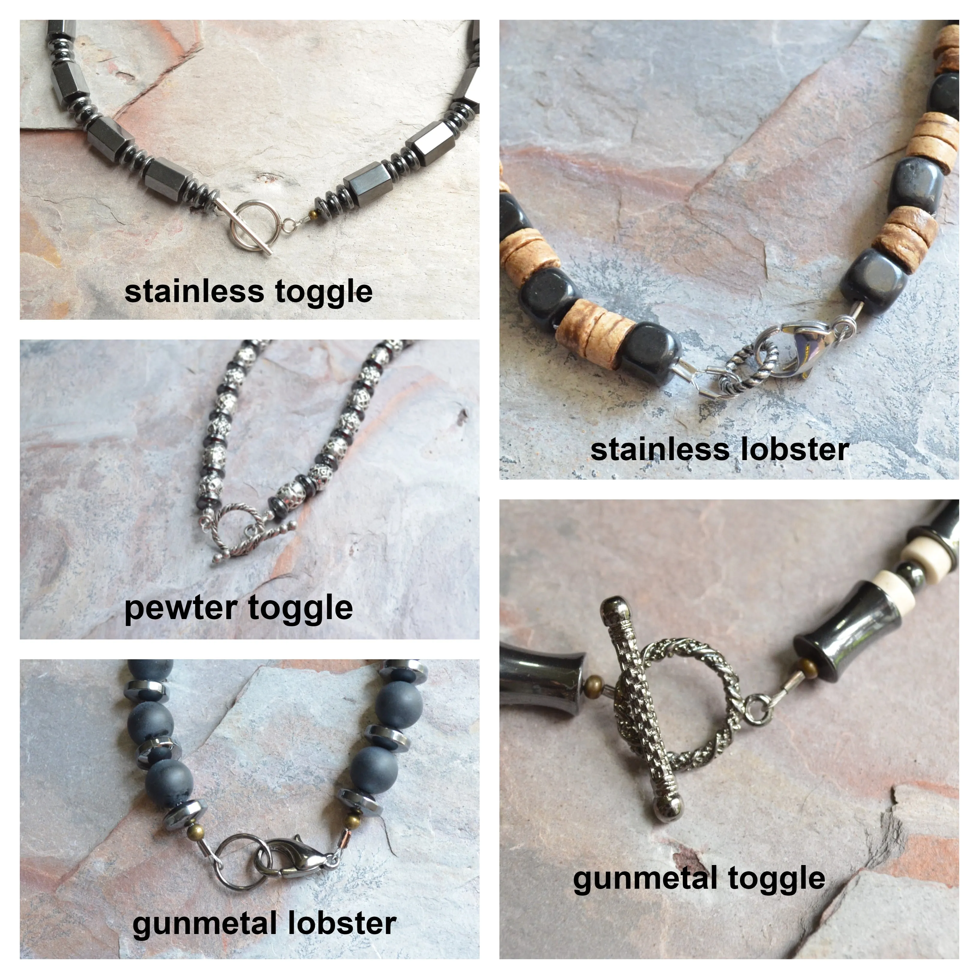 Brown Black Lava Rock Mens Bead Long Surfer Necklace - Mac