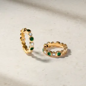 Bubbly Emerald and Diamond Mini Hoop Earrings