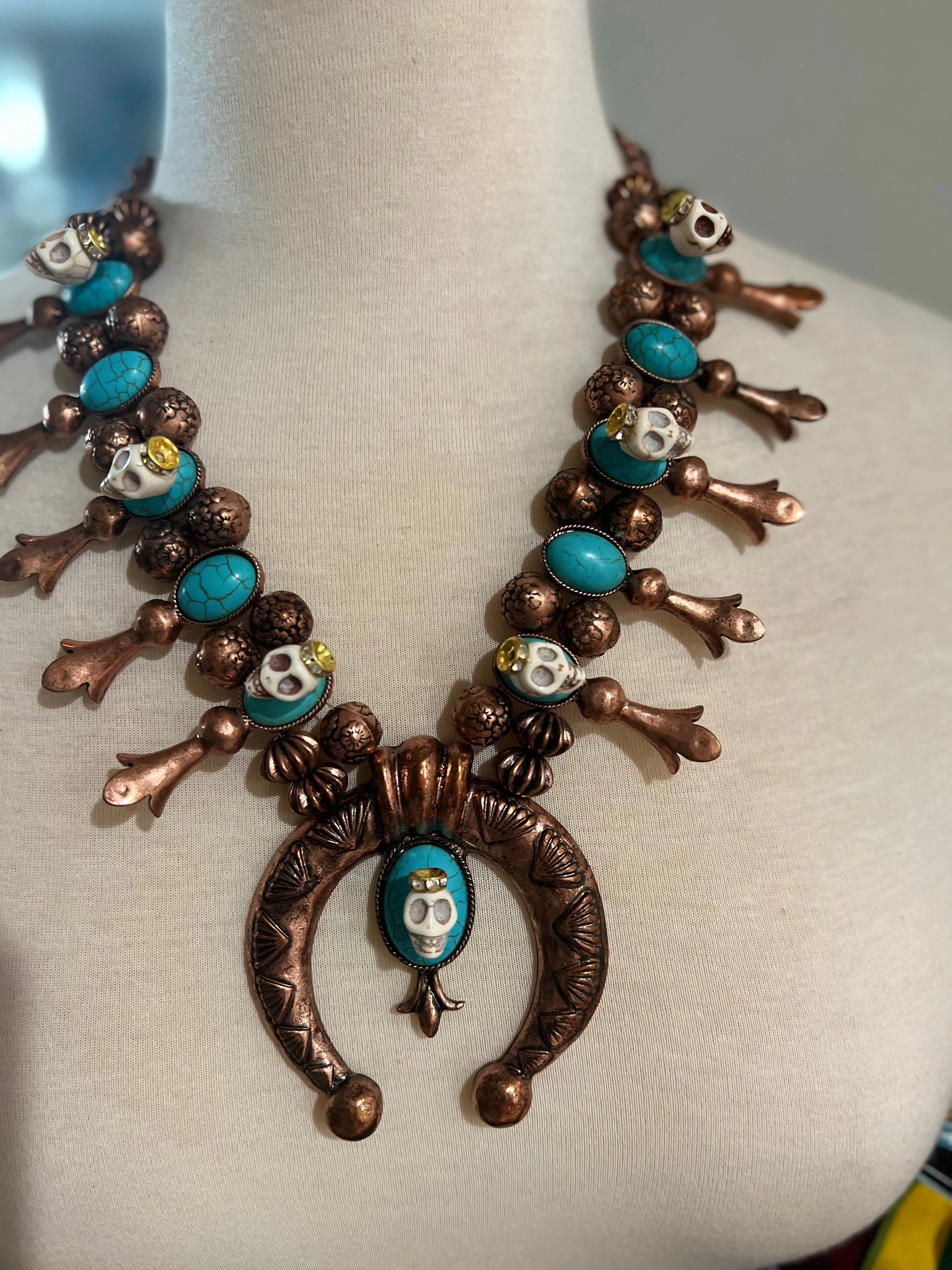 Calavera Squash Blossom Necklace