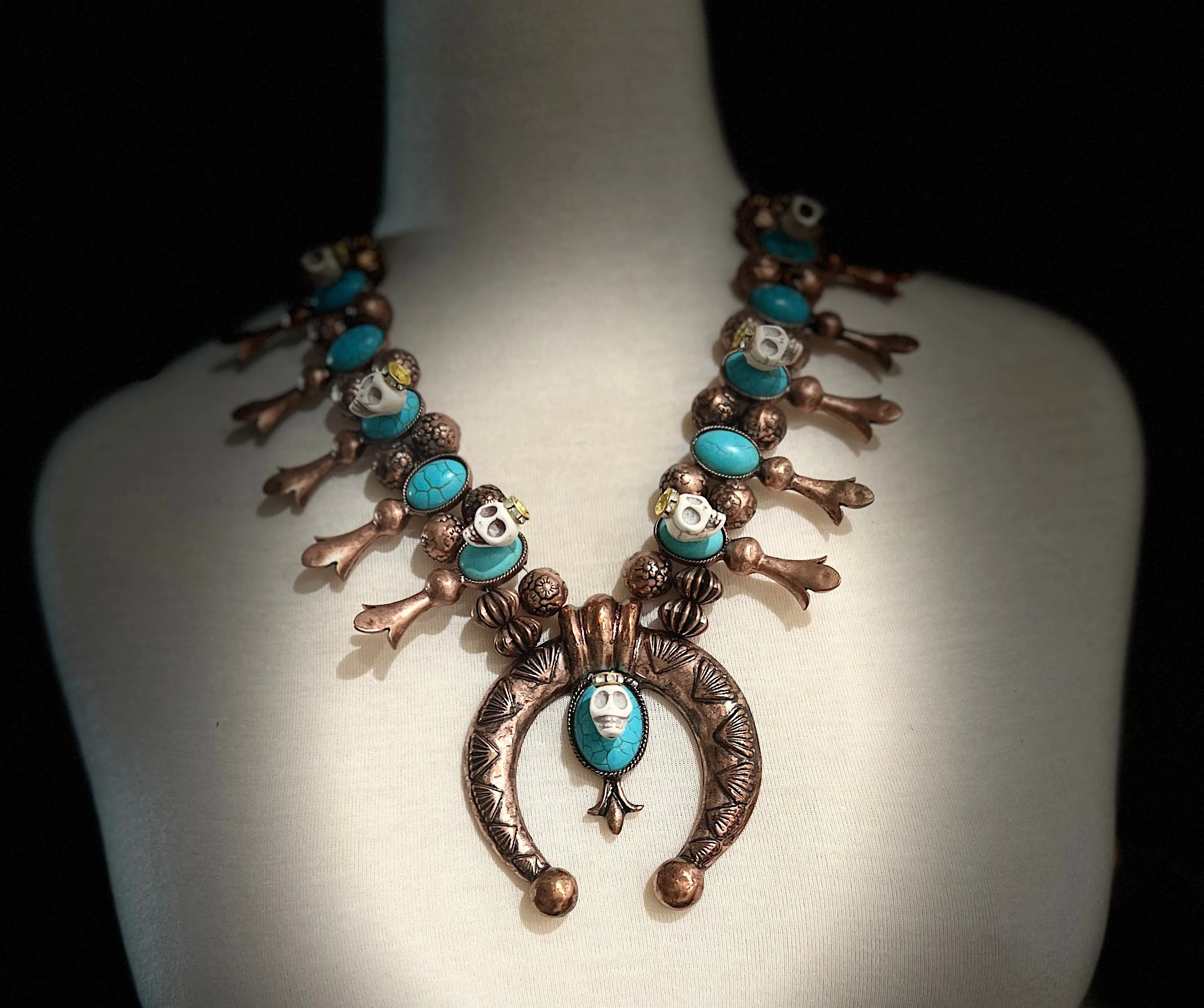 Calavera Squash Blossom Necklace