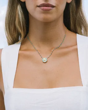 Calliope Blue Gold Star Boho Bead Necklace