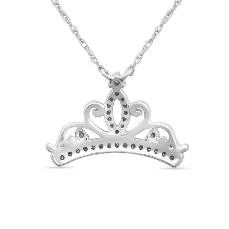Children's Diamond Princess Tiara Necklace in Sterling Silver