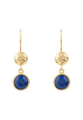 Circle & Hammer Earrings Gold Lapis Lazuli