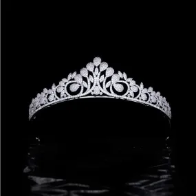 Classic Cubic Zirconia Leaf Wedding Micro-Inlaid Full Zircon Tiara Crown