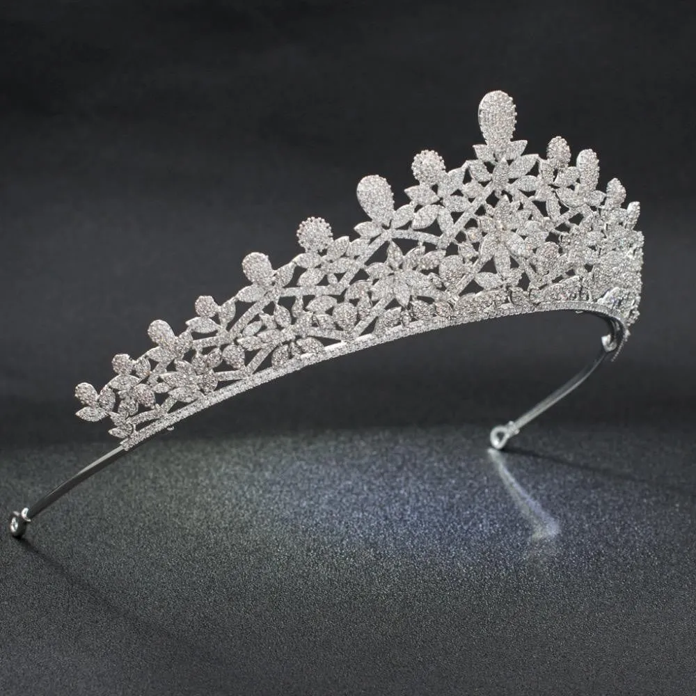 Classic Cubic Zirconia Wedding Tiara, Bridal Hair Accessories for Women CH10130