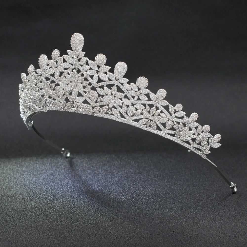 Classic Cubic Zirconia Wedding Tiara, Bridal Hair Accessories for Women CH10130