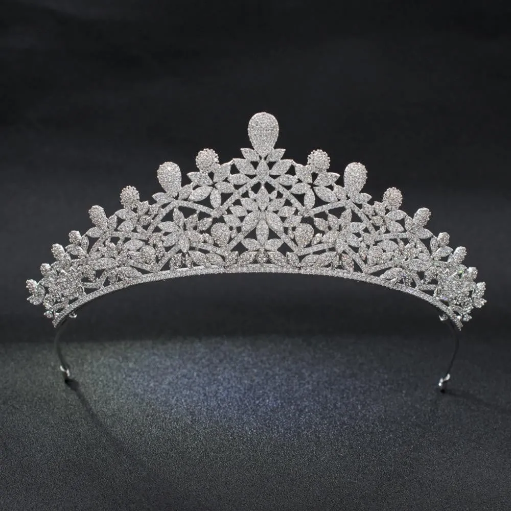 Classic Cubic Zirconia Wedding Tiara, Bridal Hair Accessories for Women CH10130