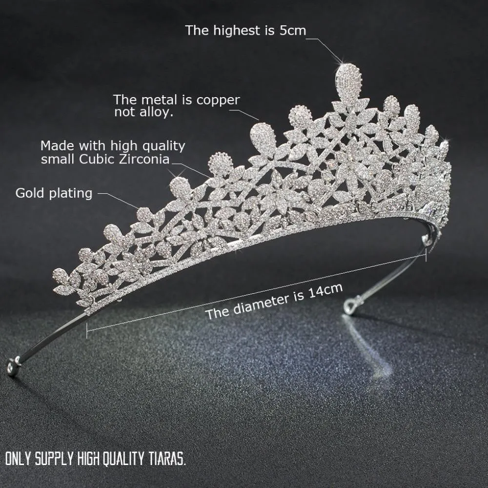 Classic Cubic Zirconia Wedding Tiara, Bridal Hair Accessories for Women CH10130