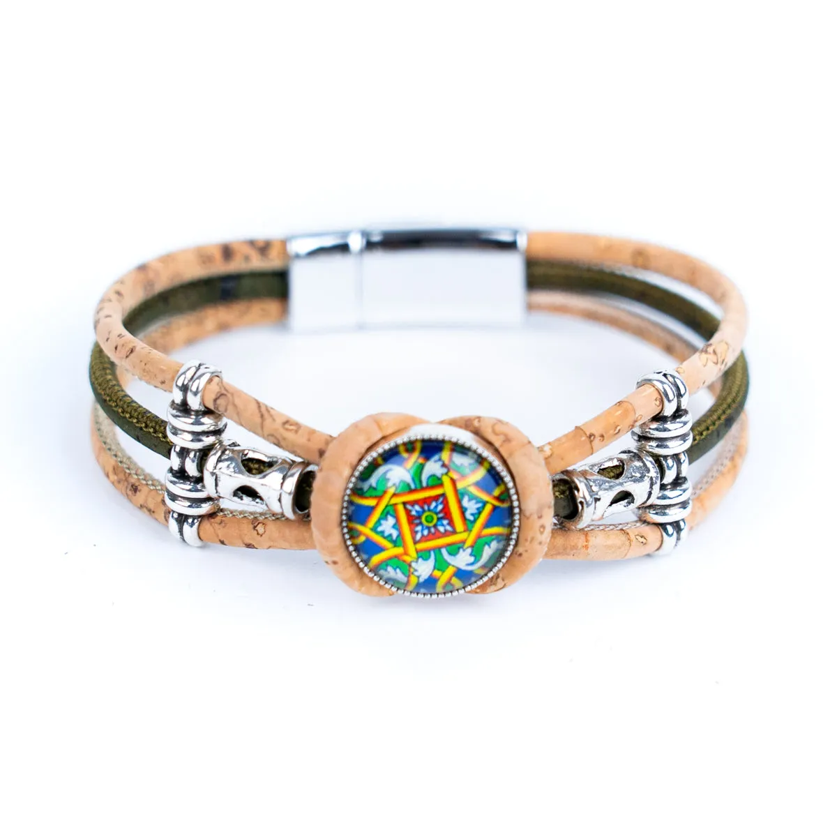 colored cork thread  handmade bracelet adjustable BR-464-MIX-5