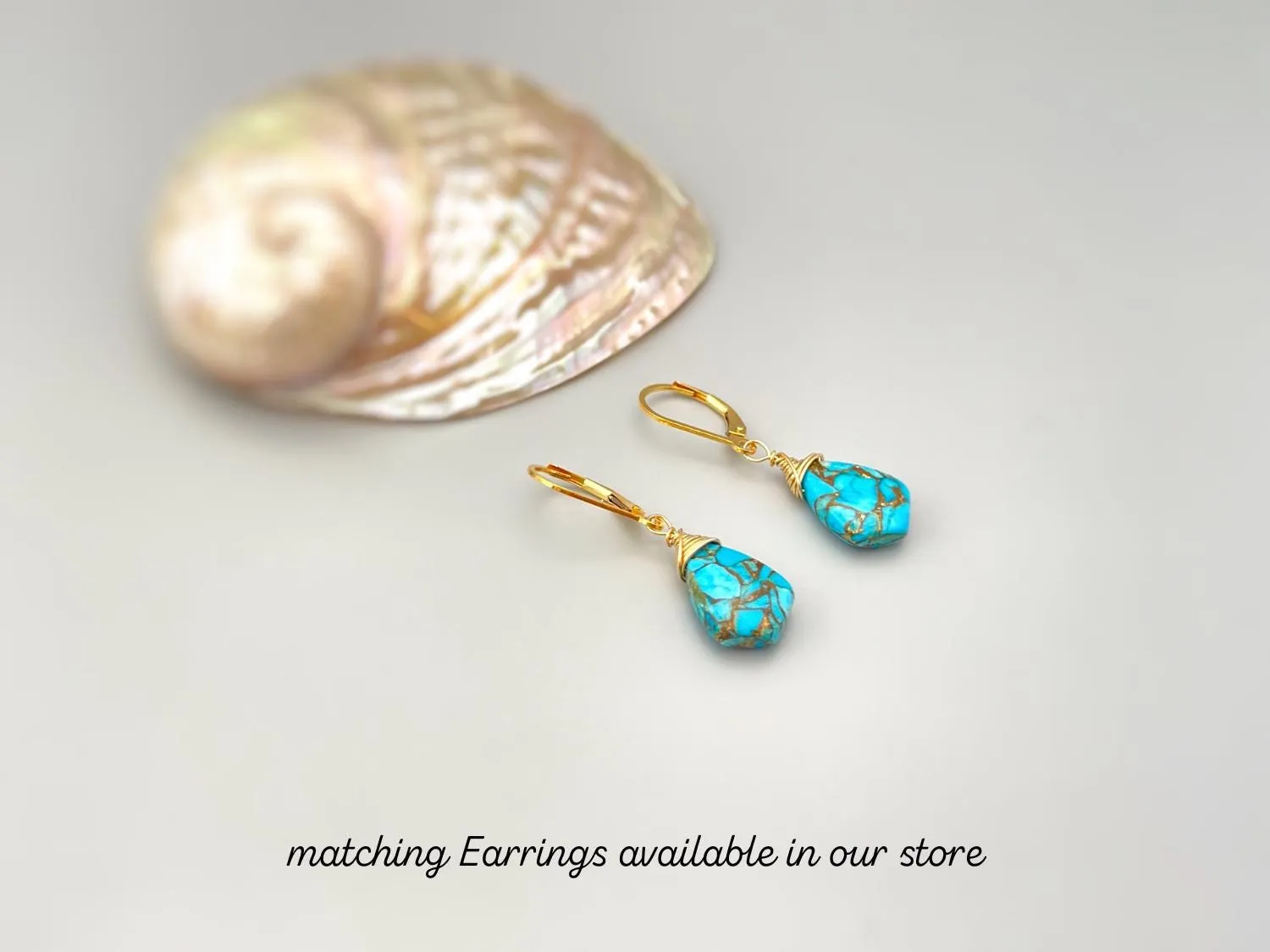 Copper Turquoise boho necklace Gold, Sterling Silver, Rose Gold