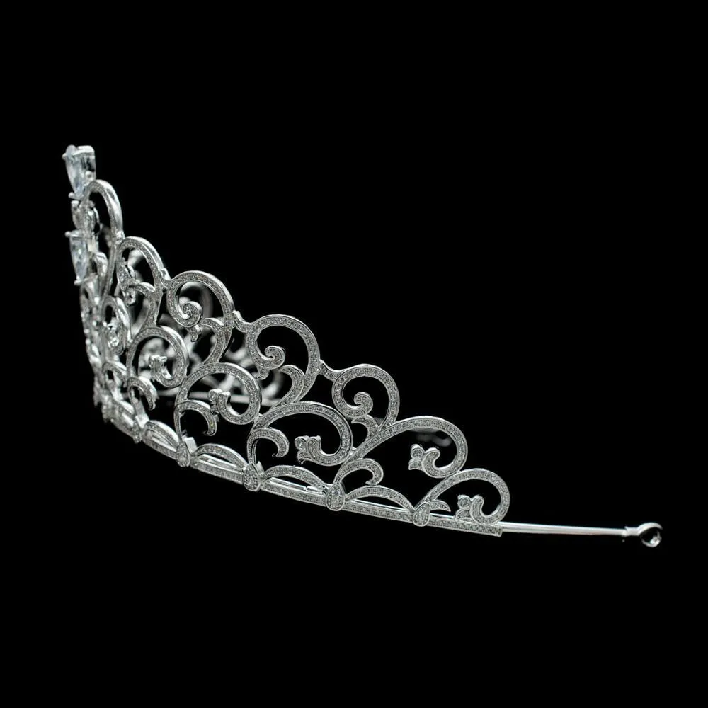 Crystals Full Cubic Zirconia Heart Bridal Wedding Tiara Crown TR15119