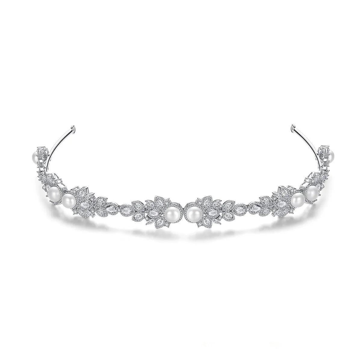 Cubic Zirconia Wedding Tiaras for Bridal Flower Headband,Gatherings Hair Accessories T16G15