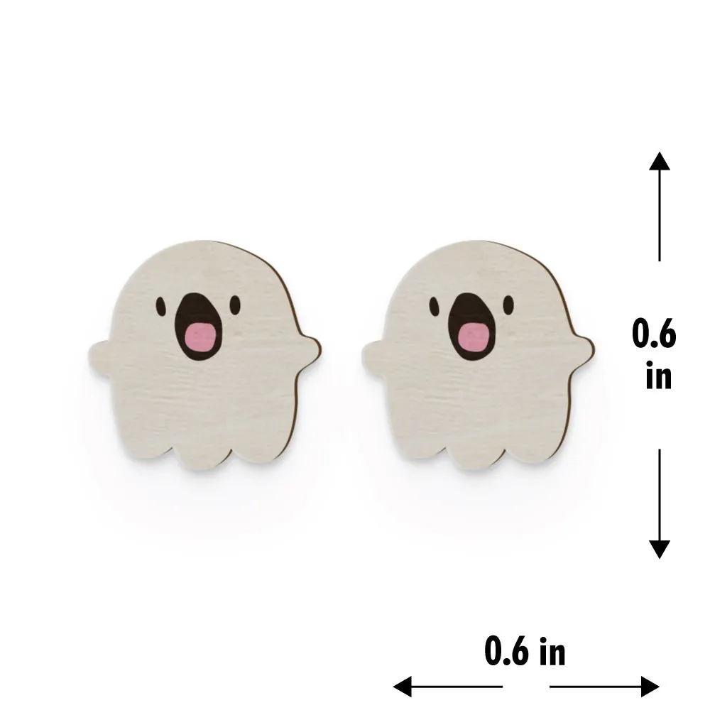 Cute Ghost Hand Painted Wooden Earring