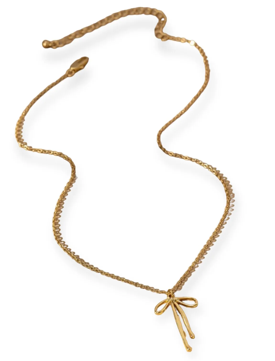 Cypress Brass Bow Pendant Necklace