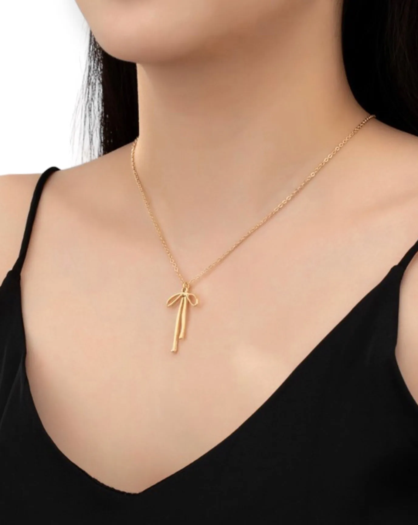 Cypress Brass Bow Pendant Necklace