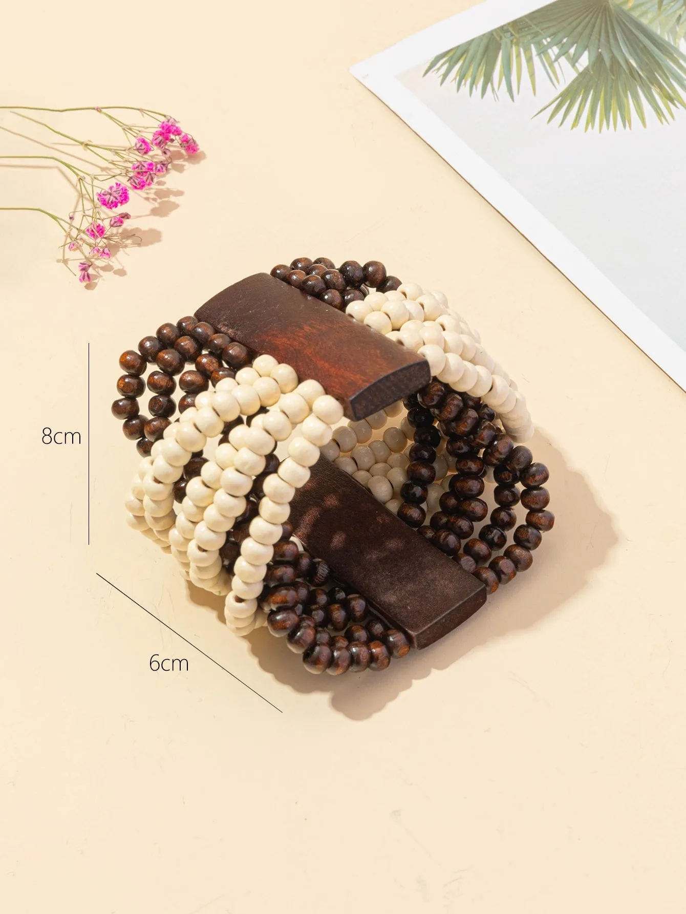 Dark and Light Wooden Bead Decor Bracelet Women Bracelet Stackable Bracelet