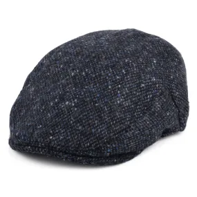 Donegal Tweed Marl Foyle Flat Cap - Blue-Black