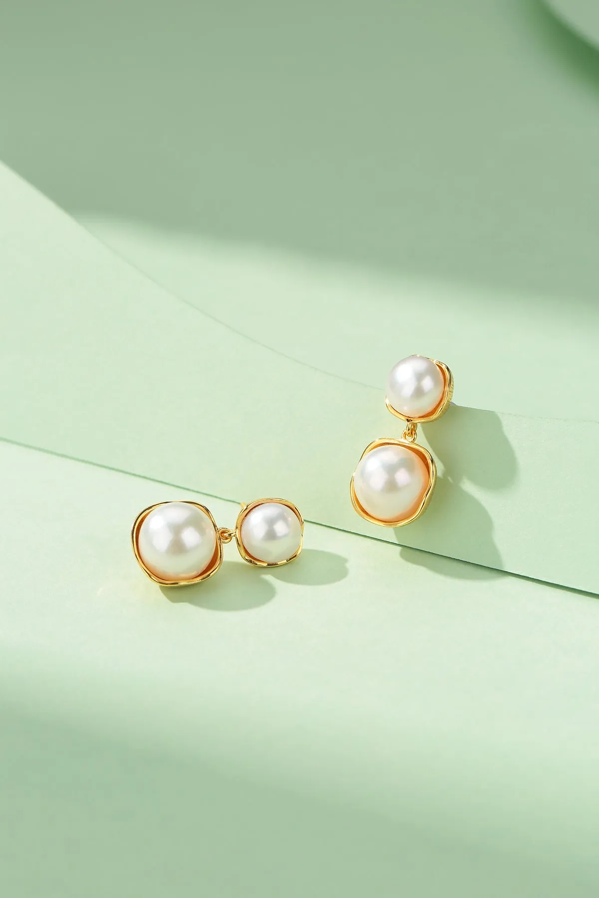 Double Freshwater Pearl & Eulalie  Earrings