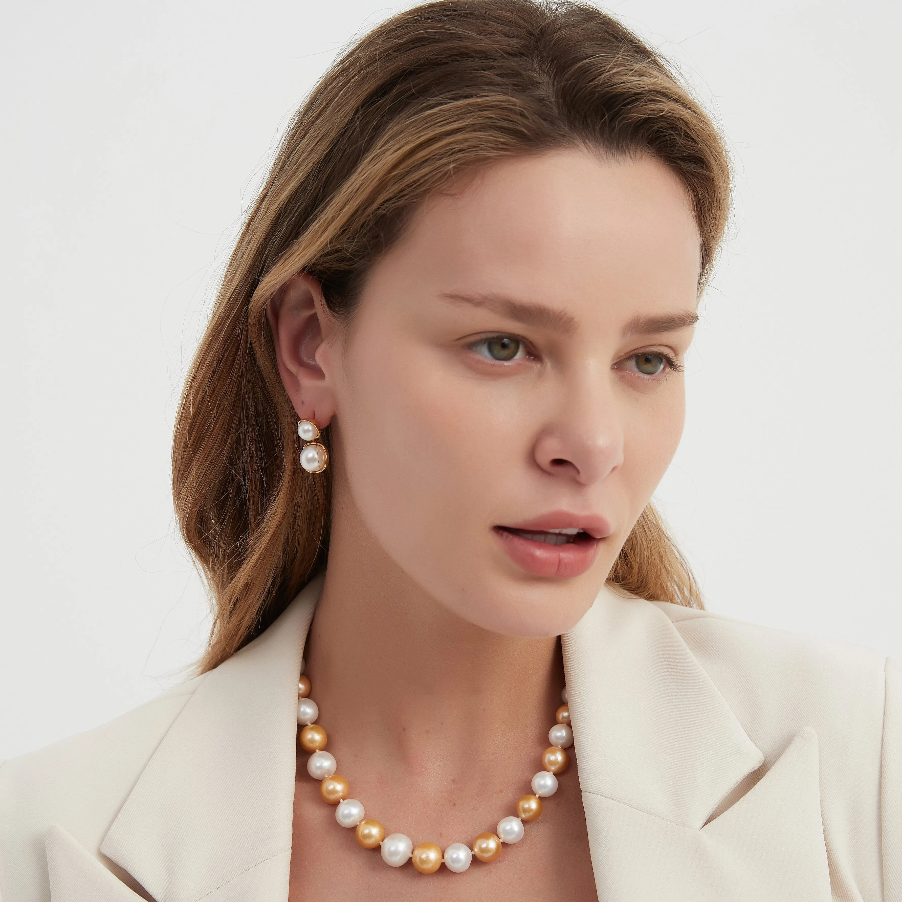 Double Freshwater Pearl & Eulalie  Earrings