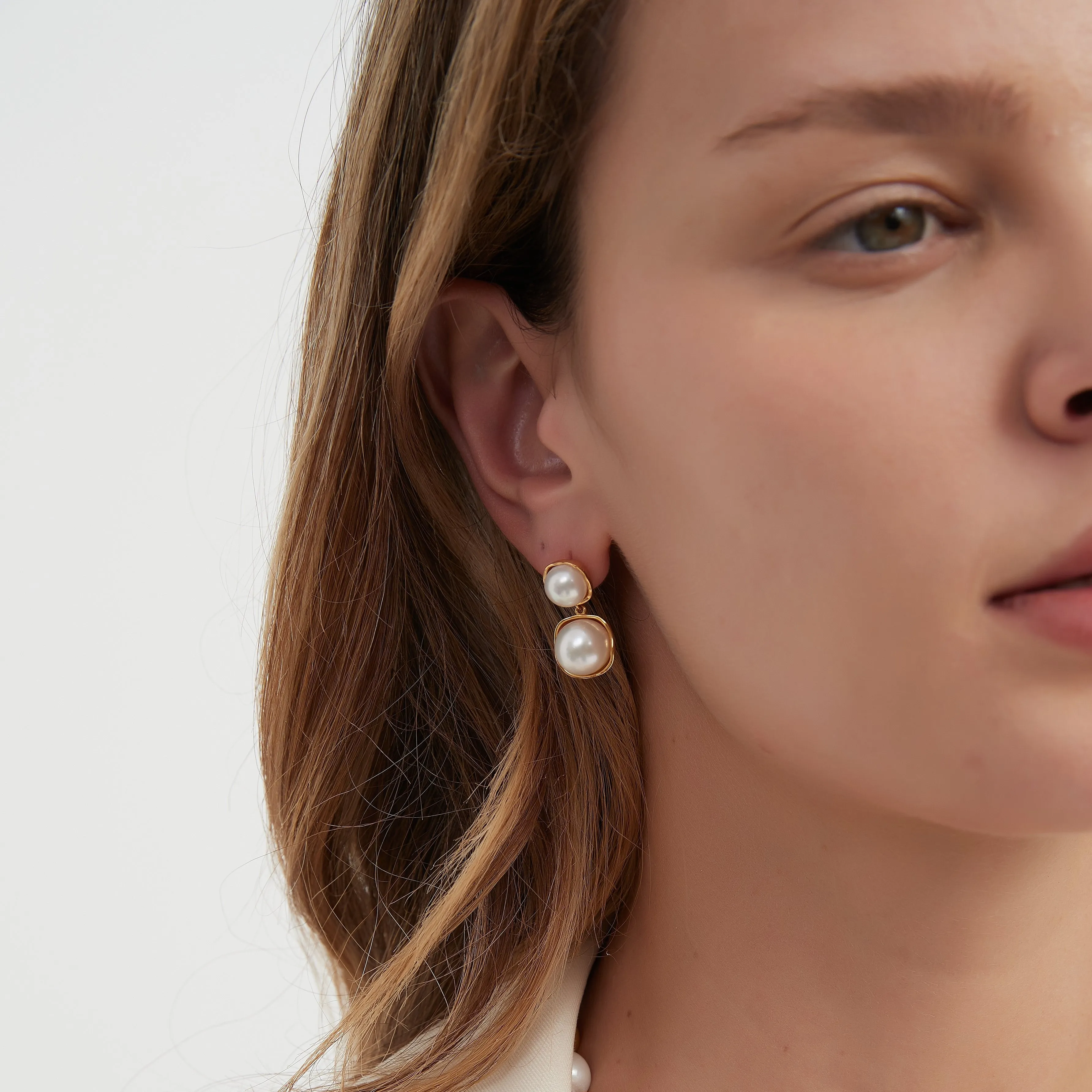 Double Freshwater Pearl & Eulalie  Earrings