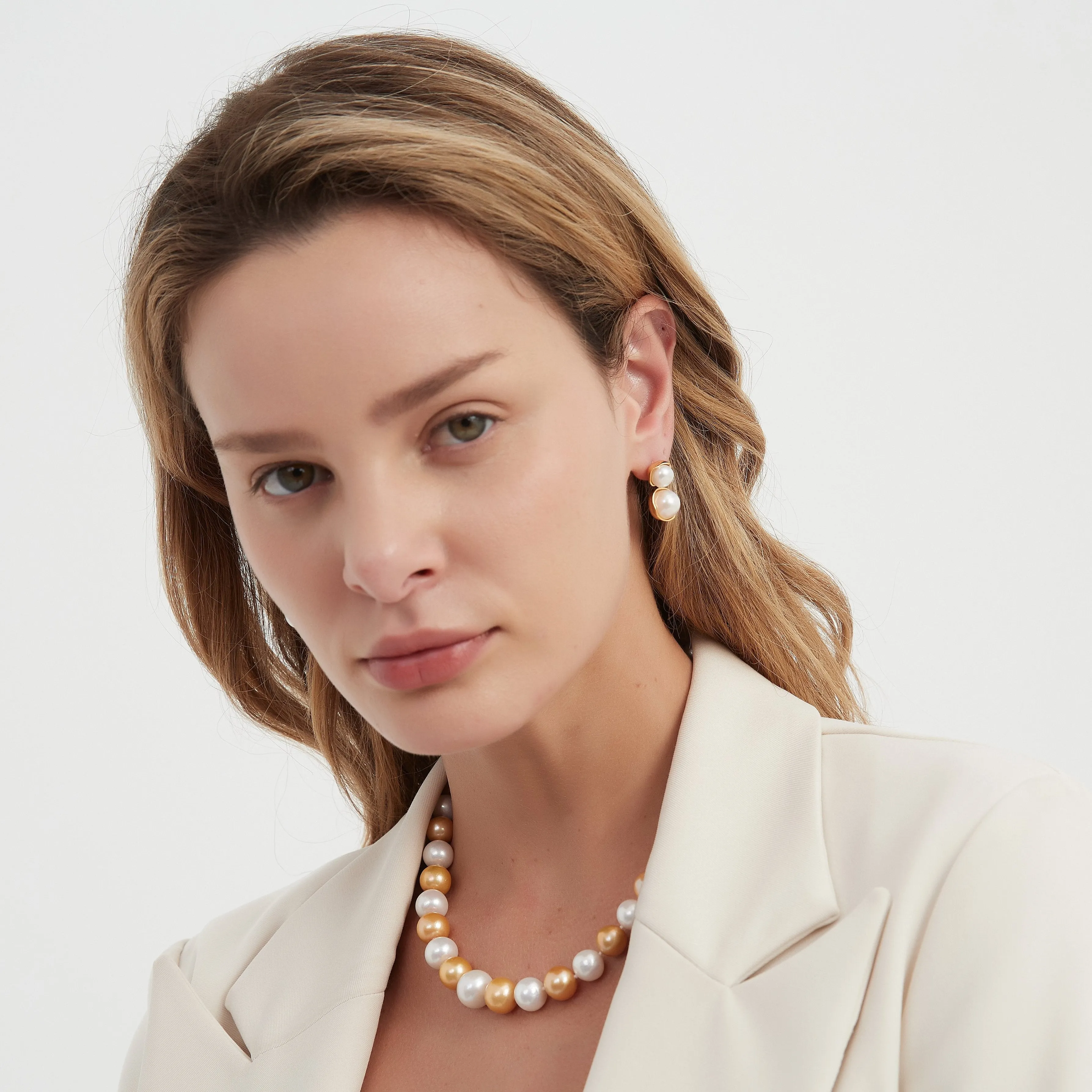 Double Freshwater Pearl & Eulalie  Earrings