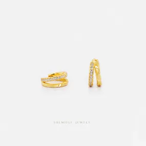 Double lined CZ Hoops, Gold, Silver SHEMISLI SH621
