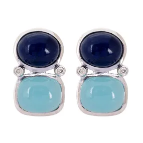 Earrings- Lapis Lazuli, Chalcedony and Diamond  (264GS)