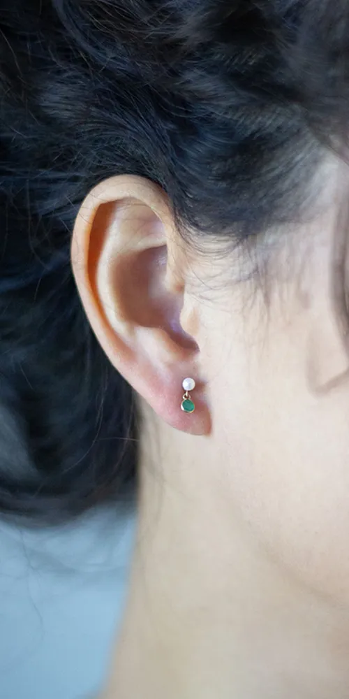 Emerald & Pearl Link Earrings
