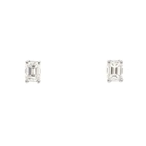 Emerald Cut Diamond Stud Earrings, 0.85tw