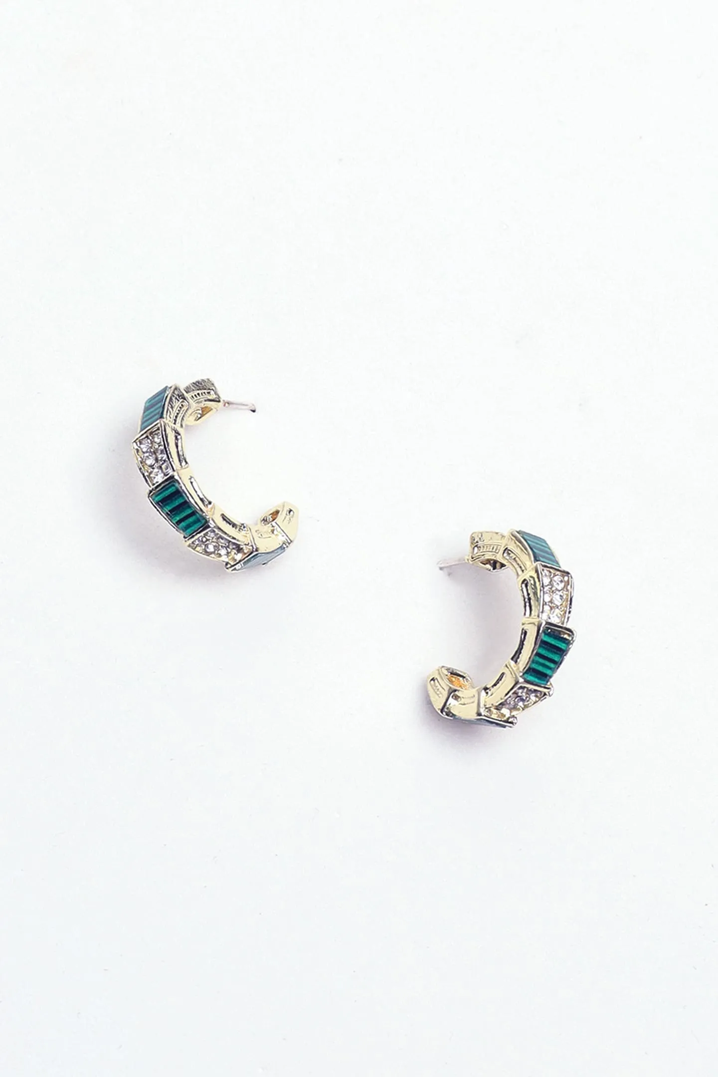 Emerald Embellished Hoop Earring