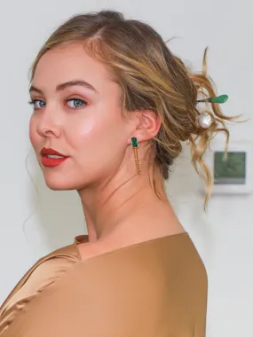 Emerald Green Chain Stud Earring