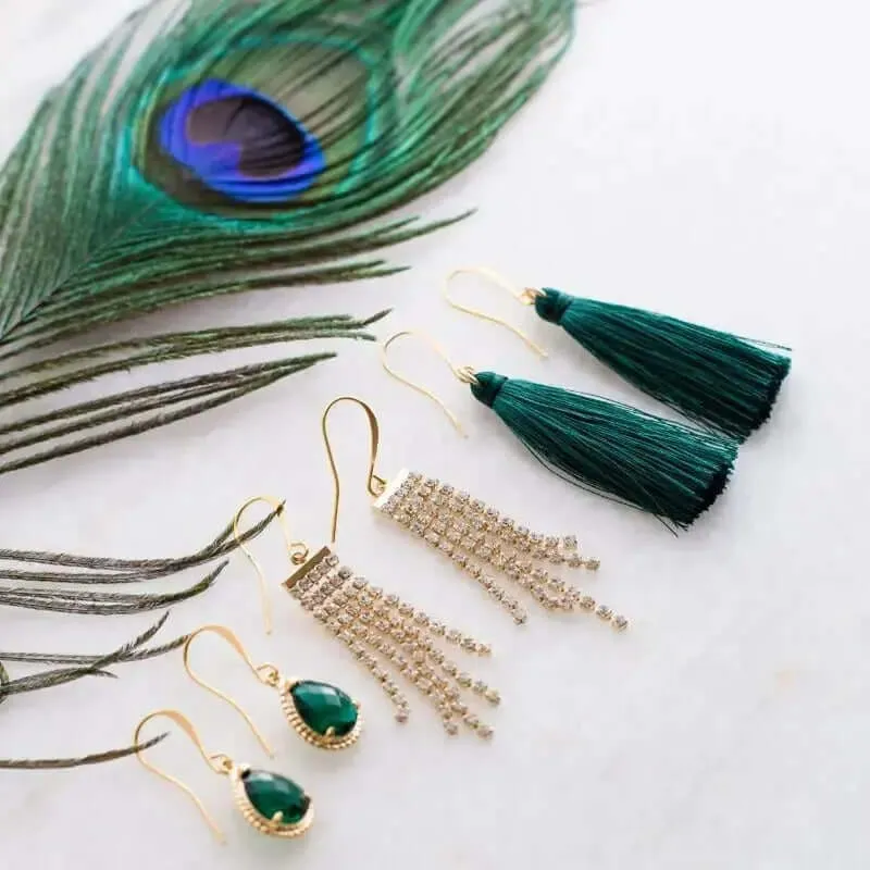 Emerald Green Tassel Earrings