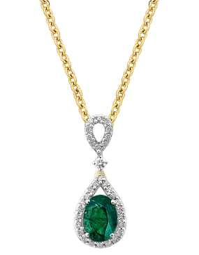 Emerald Pendant - 10ct Yellow Gold Emerald & Diamond Pendant - 786288