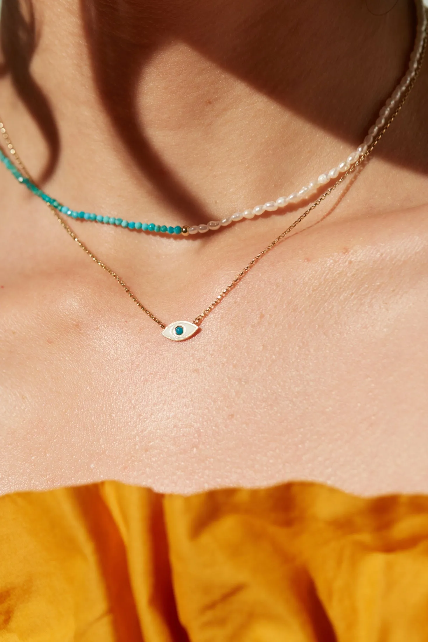 ENAMEL TURQUOISE EVIL EYE NECKLACE